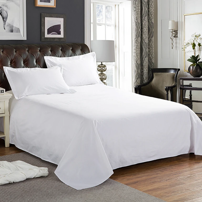 hotel and hospital 100% cotton white percale cheap bed sheets and flat sheets