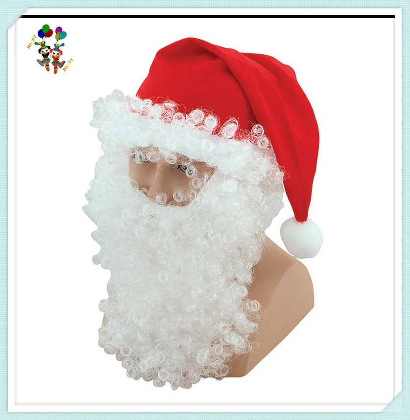 Cheap Mens Christmas Paty Fancy Dress Santa Hats with Beard HPC-1054