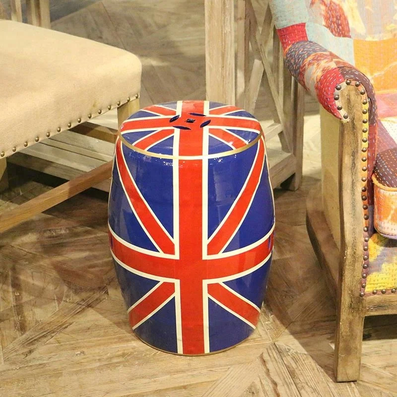  Chinese dragon drum ceramic stool UK flag painting porcelain home decoration with different color for garden seat