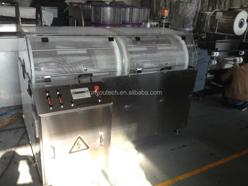 
High Capacity Full Automatic Softgel Fluid Bede Tumbling Drying Machine with Hydraulic lift device 