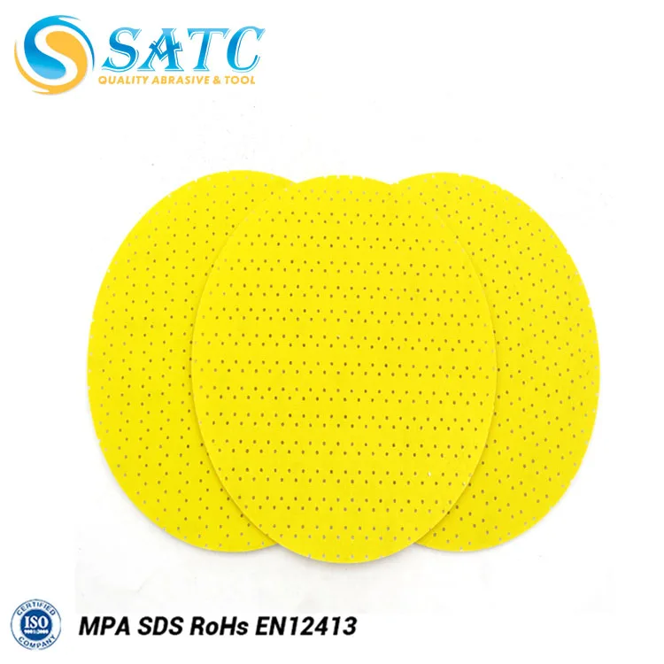 Drywall Sanding Abrasive Sandpaper for Giraffe Ceiling Sander SATC 225 Mm Yellow Abrasive Disc Hook and Loop White Alumina