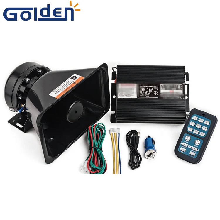 200W police siren electronic remote control wireless power amplifier with speaker