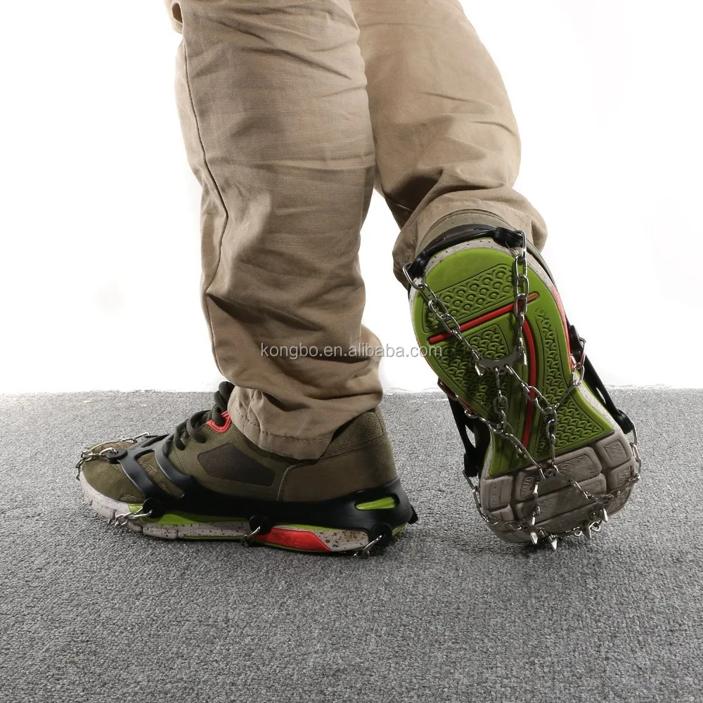 KongBo Outdoor Snow Traction Cleats  Stainless Steel Spikes & Grips  Non-Slip Ski Ice Safety Crampons for Shoes Covers S/M/L/XL