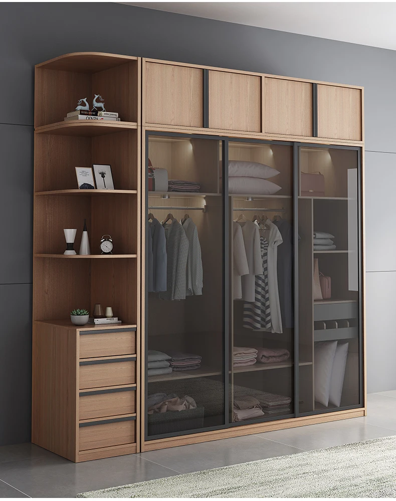 luxury design bedroom mdf cheap wooden wardrobe closet