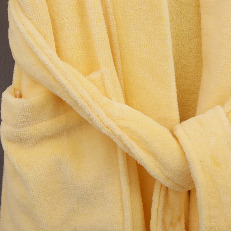 Turkish Cotton Bathroom Towel Robe Series High Quality Yellow Bathrobe With Belt