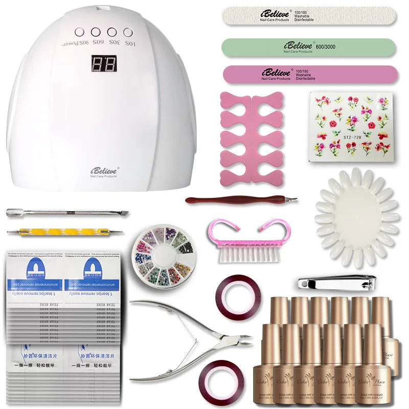 Nail Art Set Tools 54W UV LED Nail Lamp Gel Polish kit set