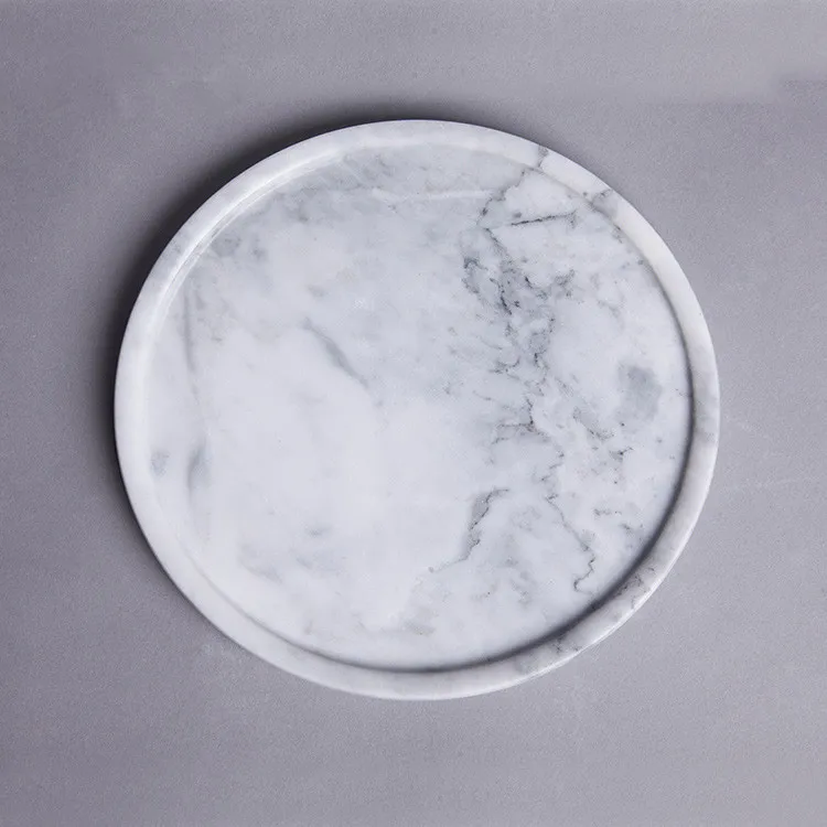 
Custom circular marble one-piece serving tray 