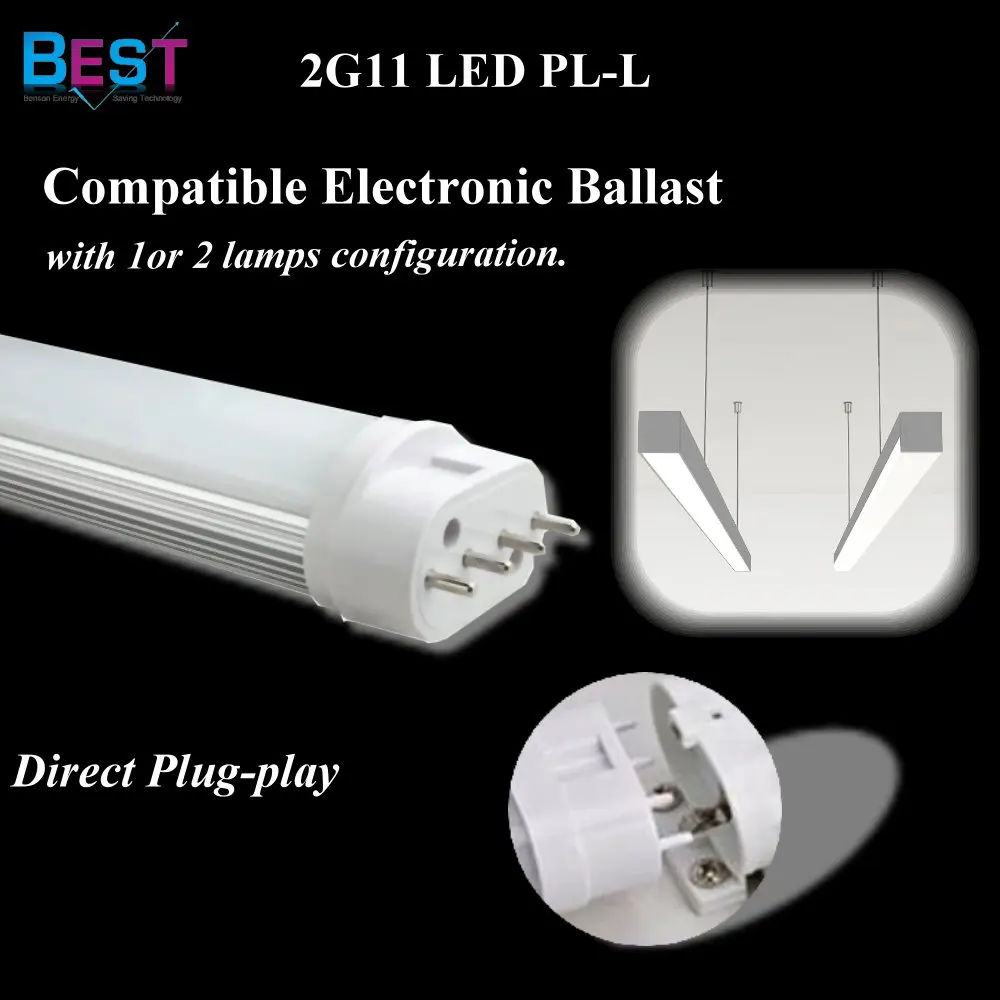 
BEST ECG ballast compatible LED 2G11 PL retrofit Lamp; direct replacement , plug in downlight 