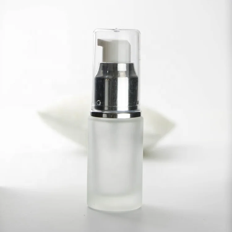 Top quality 30ml frosted transparent glass empty vacuum pump airless bottle for skin care lotion