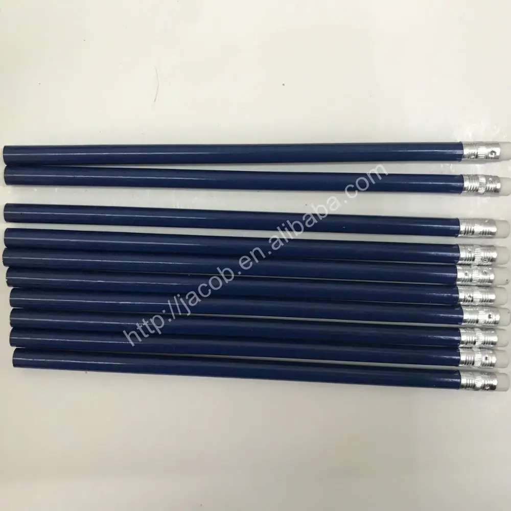 dark blue colored wooden lead erasable pencils bulk with earser