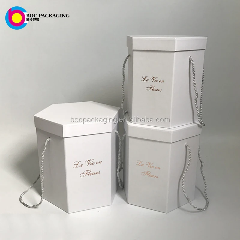 
no minimum hexagon flower hat boxes 