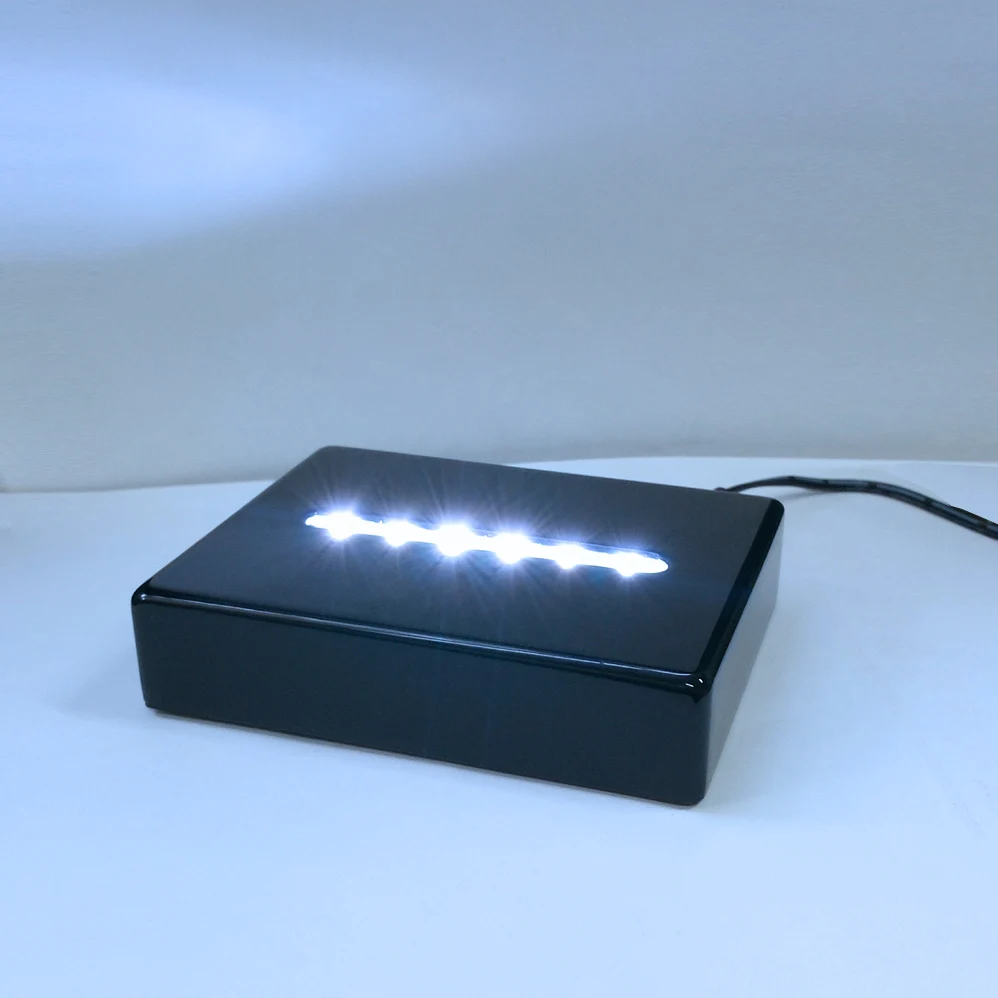 
Premium Black Piano lacquer finish Rectangle Wooden LED light display base 