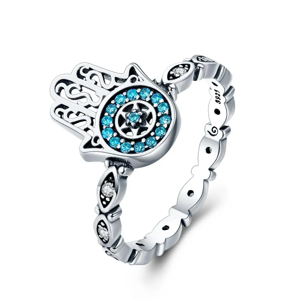 2021 rings set Design 925 Sterling silver turkish rings Lucky hand design vintage fatima hand turkish rings