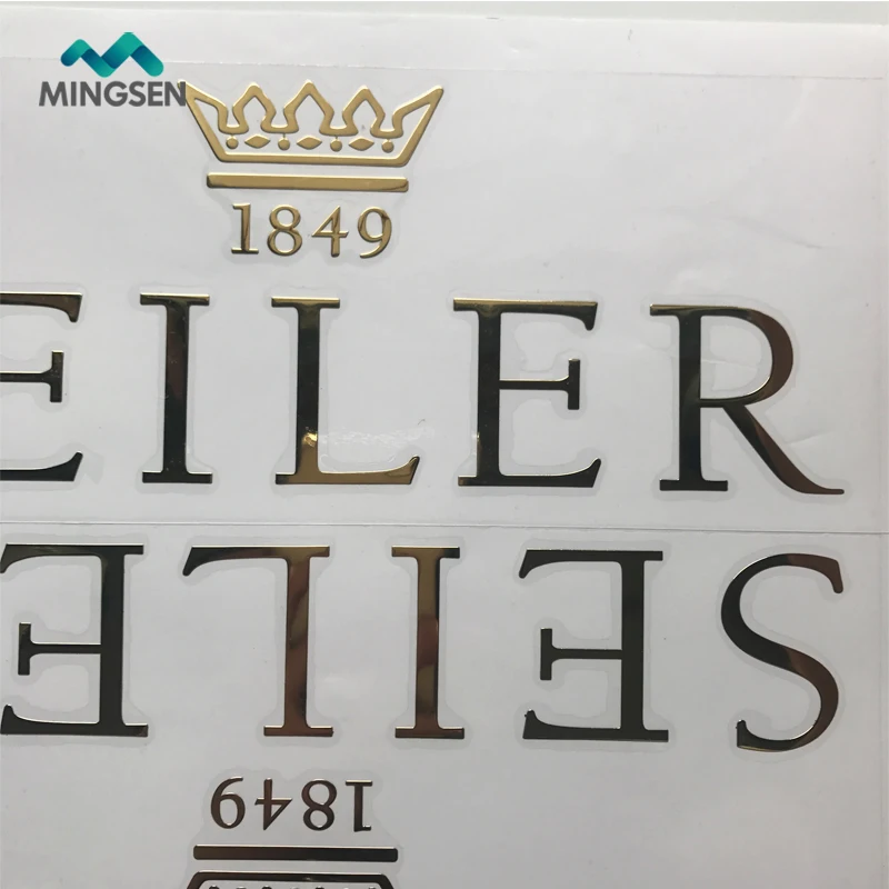 custom waterproof die cut gold silver thin metal sticker electroform nicker sticker