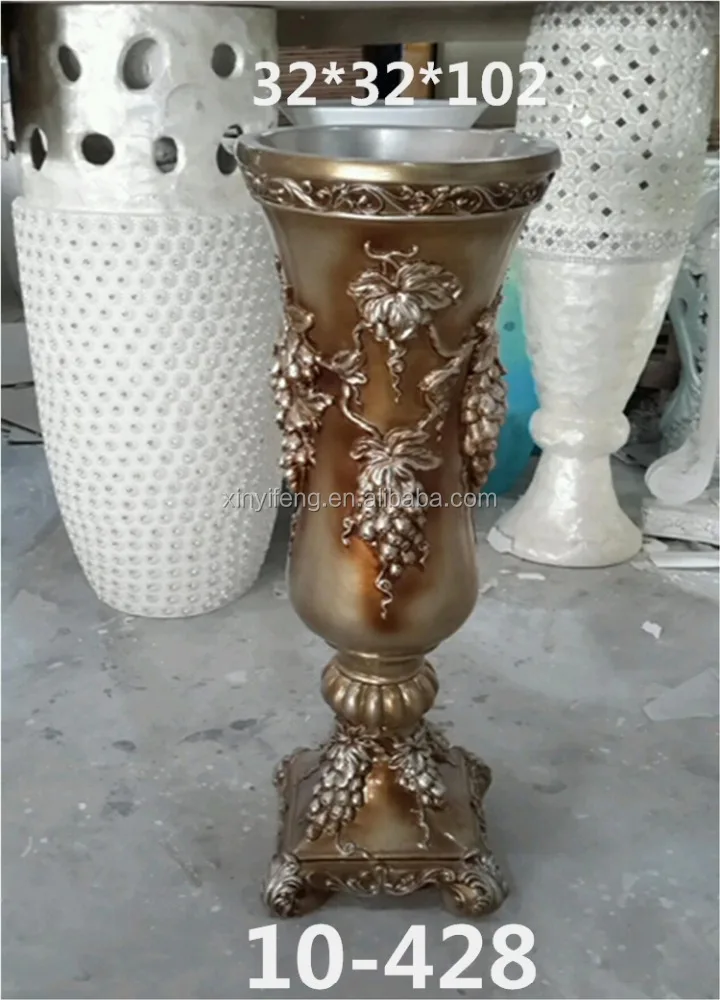 Wholesale Crystal color FRP artificial flower floor large vase with grape vine for home