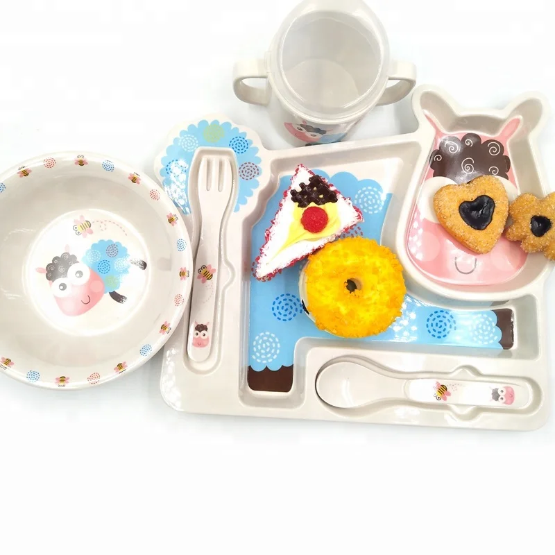Most popular children tableware bamboo melamine kitchenware wholesale melamine dinner set in the packs