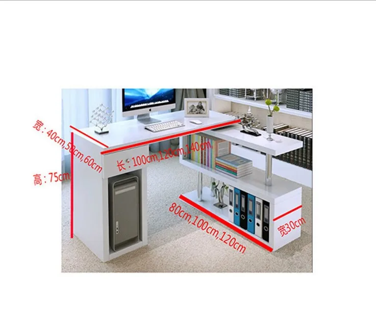
Extension 360 degree rotary computer desk study table for student office desk with shelf 