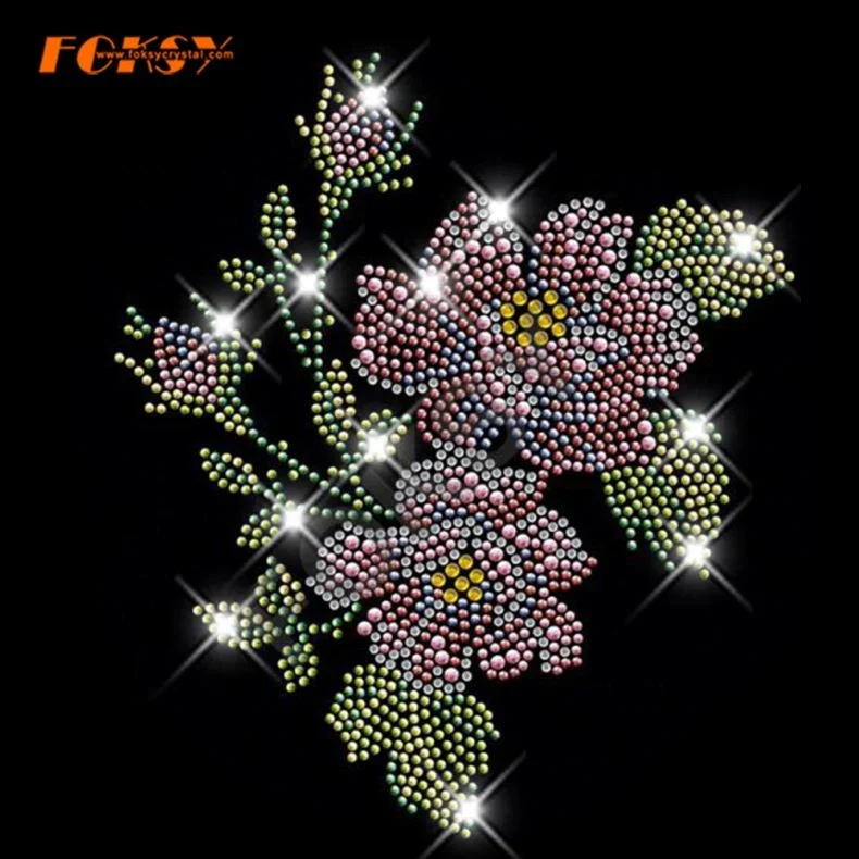 Beautiful Flower Hot Fix Rhinestone Iron On Transfer Motif