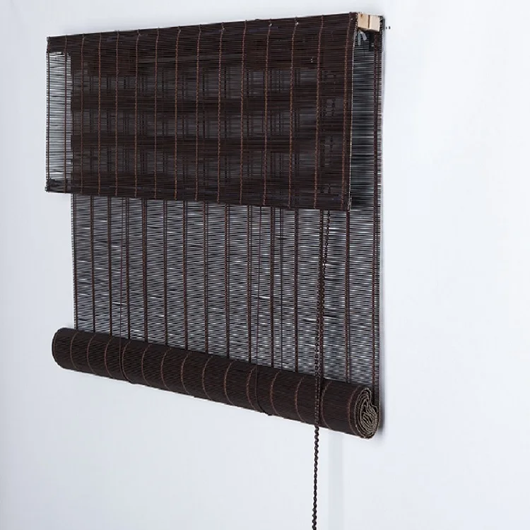 Bamboo slat roller and roman shades blind