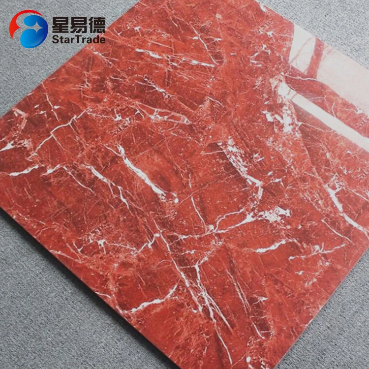 Waterproof bathroom living room polished beauty glazed vitrified red floor tiles