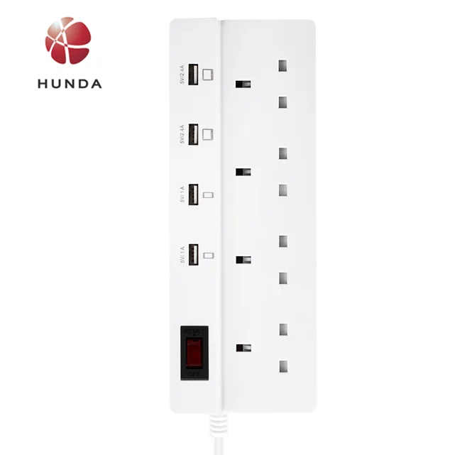 4 AC Outlets USB Charger Surge Protector Extension Socket with Smart 4 USB Output Charging Station for Kindle,Galaxy S7 Edge etc