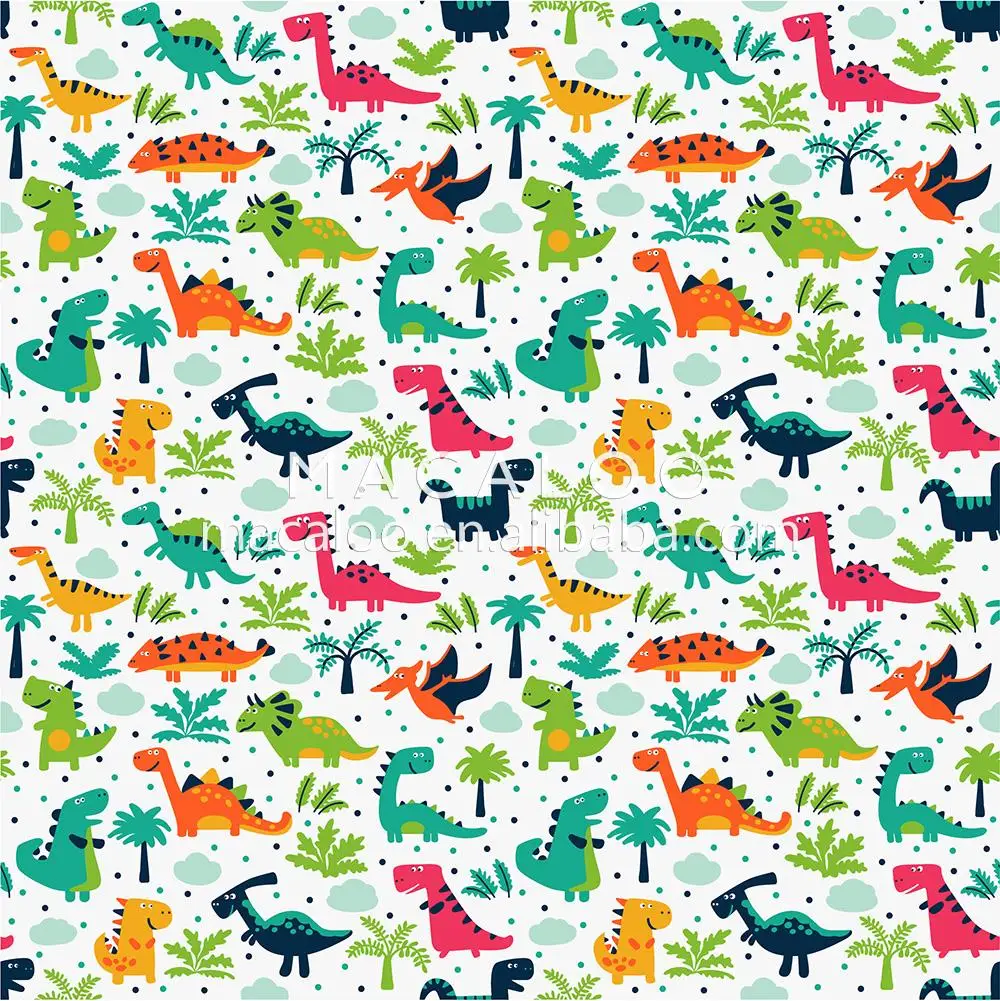 Dinosaur cartoon custom printed 100% cotton canvas fabric