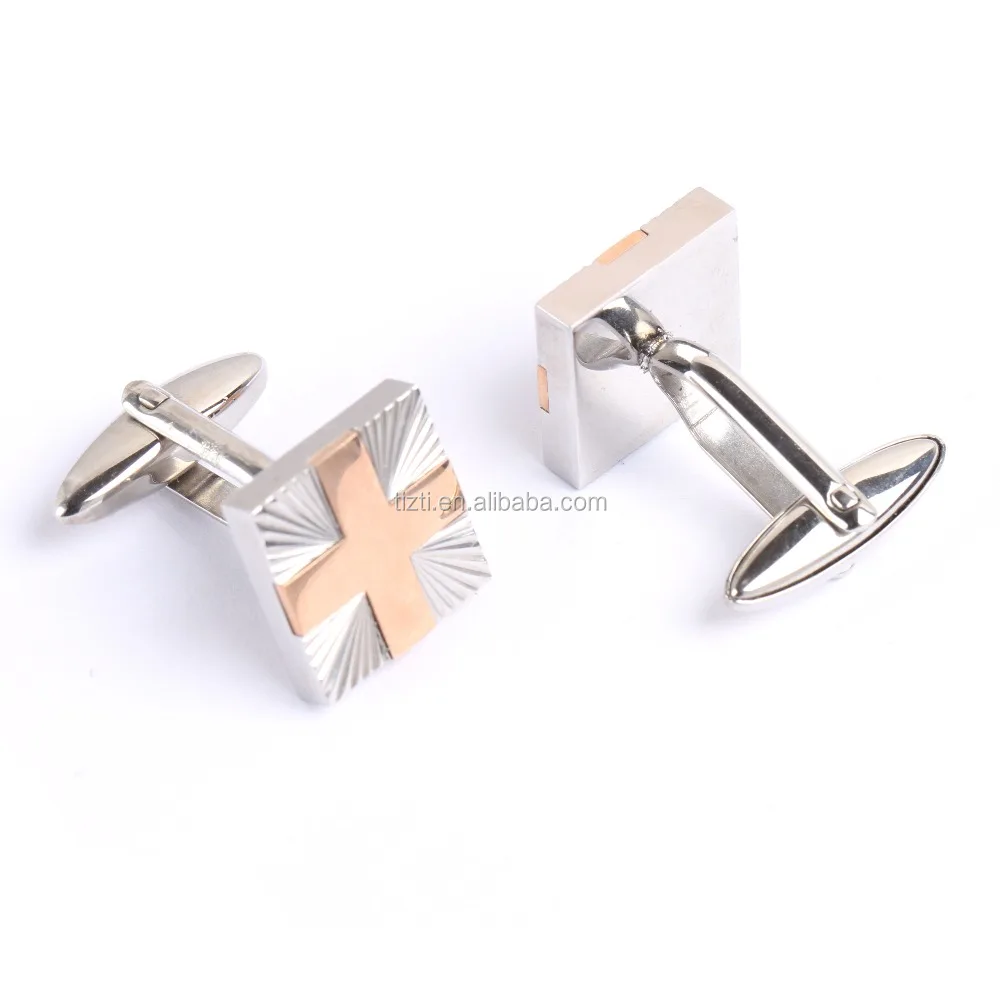 Titanium cufflink with UK flag pattern