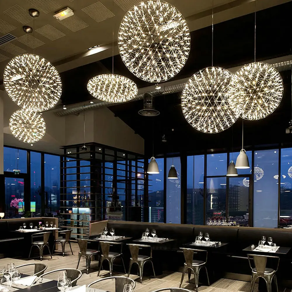 LED Creative personality restaurant chandelier led chandelier ball spark Nordic minimalist living room chandelier restaurant