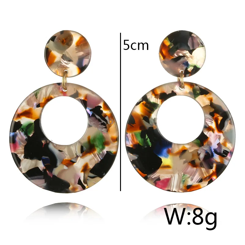 New Creative Acrylic Sheet Circular Fashion Fashionable Multicolored Round Acetate Acrylic Jewelry Earring Acrylic Earrings