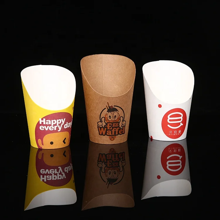 
Eco Food Packaging Kraft Paper French Fries Waffle Takeaway Box 