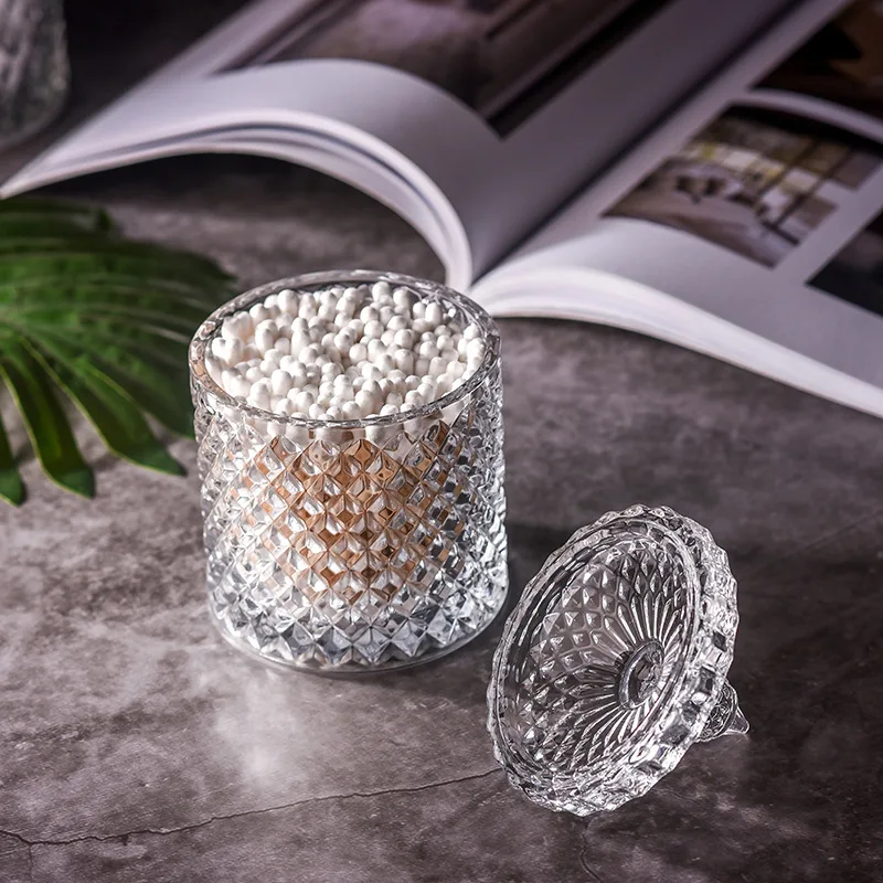 Glass Apothecary Jar Bathroom Vanity Storage Organizer Canisters Cotton ball Jar for swab bath salt