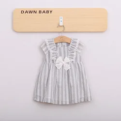 baby girls gray gingham double layered cotton lace dress  latest gowns design with bow