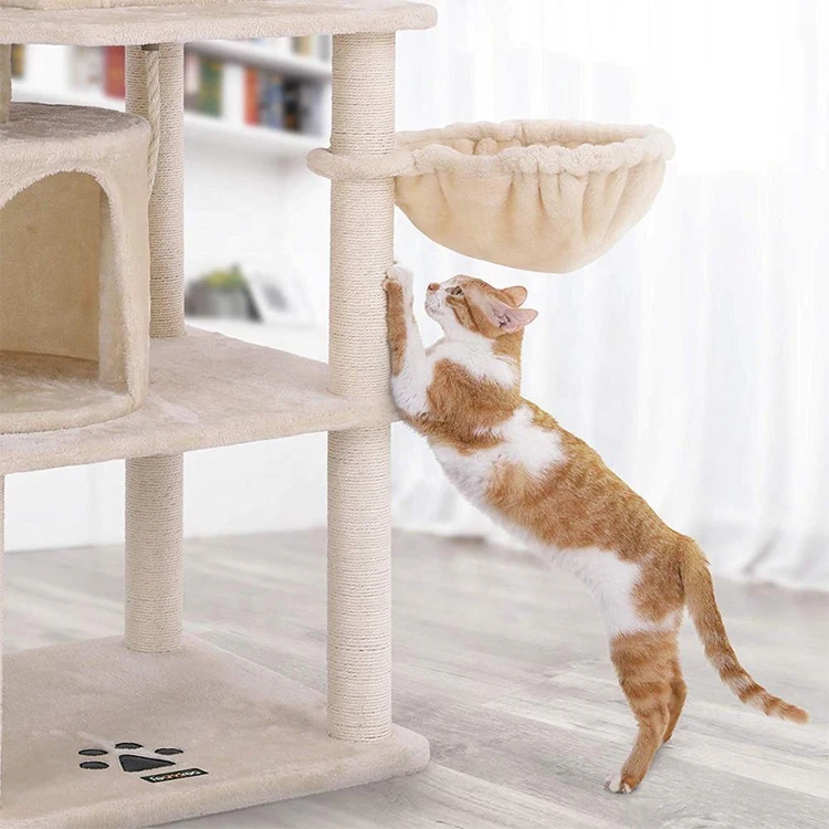 Customized Plush Fur Scratching Printing Sisal Cat Scratcher Tree Castle Tower