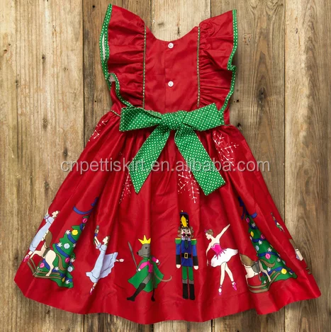 2022 new arrival red Christmas series pretty kids cotton frocks design wholesale boutique elegant girl dress