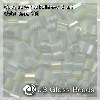 High Quality Fashion JS Glass Seed Beads - 401# Rainbow Opague White 2-CUT Beads For Garment & Jewelry
