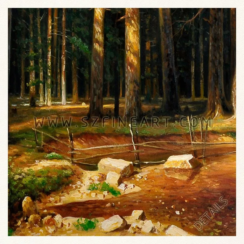 The Mast Tree Grove, 100% Handmade Landscape Oil Painting Canvas Reproduction of Ivan Ivanovich Shishkin