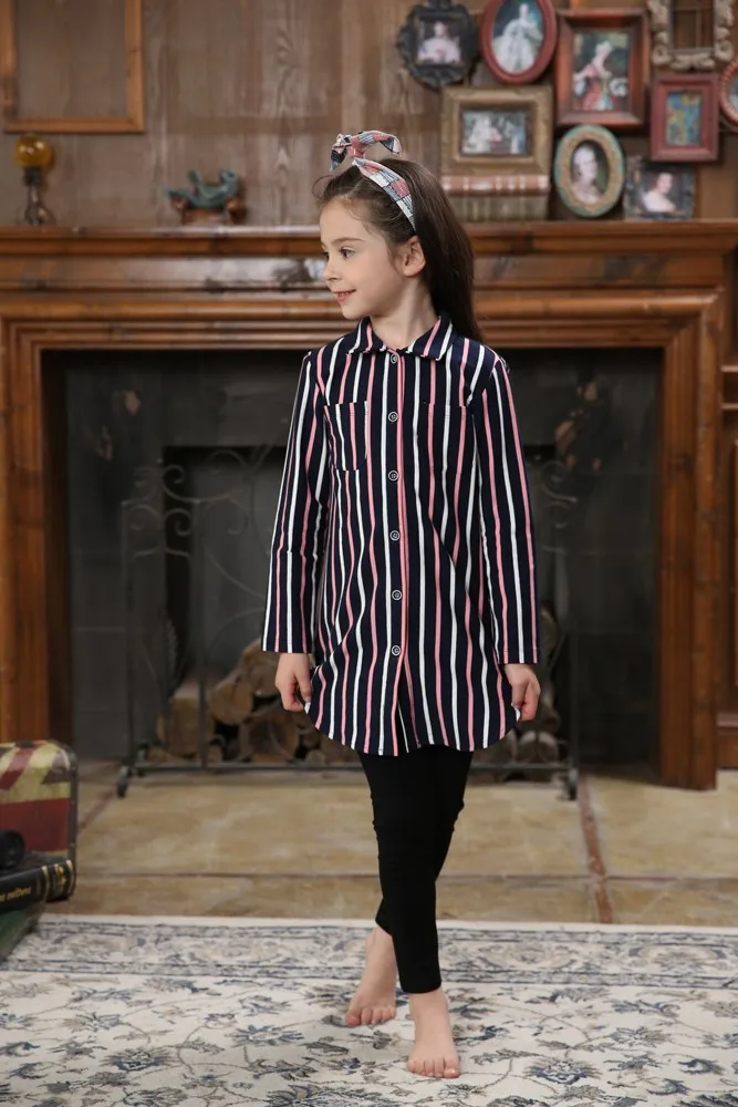
Customized brand fashion baby girl cotton stripes shirt kids tops 