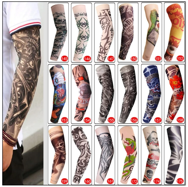 
Temporary Tattoo Sleeve Men Women Arm Warmer Designs Summer Sunscreen Arm Sleeves Cover Tattoos Sun UV Protection Elastic 