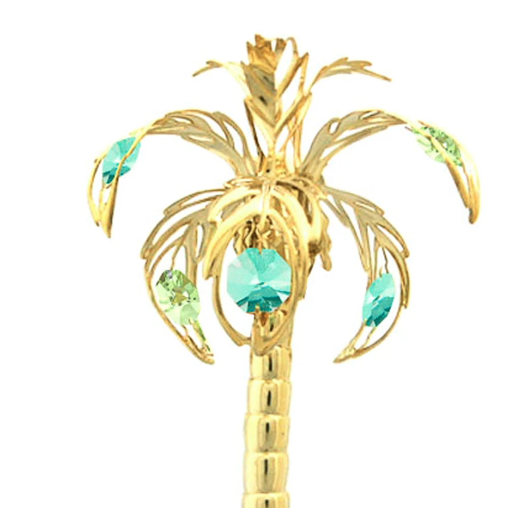 Crystocraft Wholesale Gold Plated Metal Palm Tree Decorated with Brilliant Cut Crystals table Decorations
