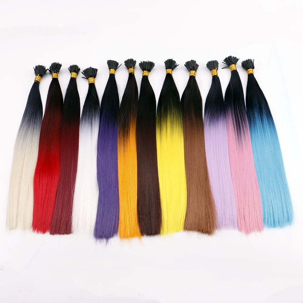 Ombre Synthetic Feathers Hair Extension I tip Hair Extension