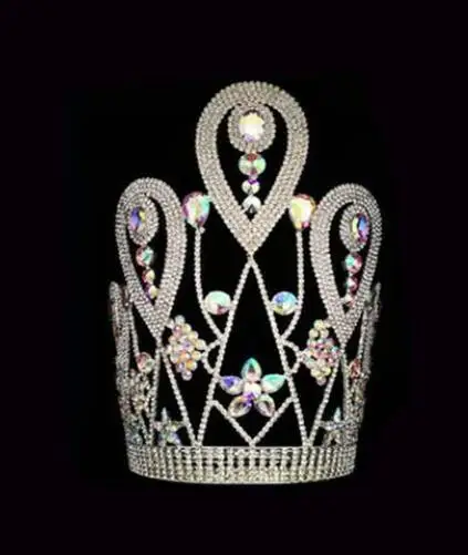 12 Inch Big Beauty Tiara Custom AB Stone Large Tall King Pageant Crown