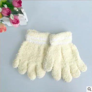
2018 spring winter children microfiber gloves Korea knit stripe warm gloves for kids 