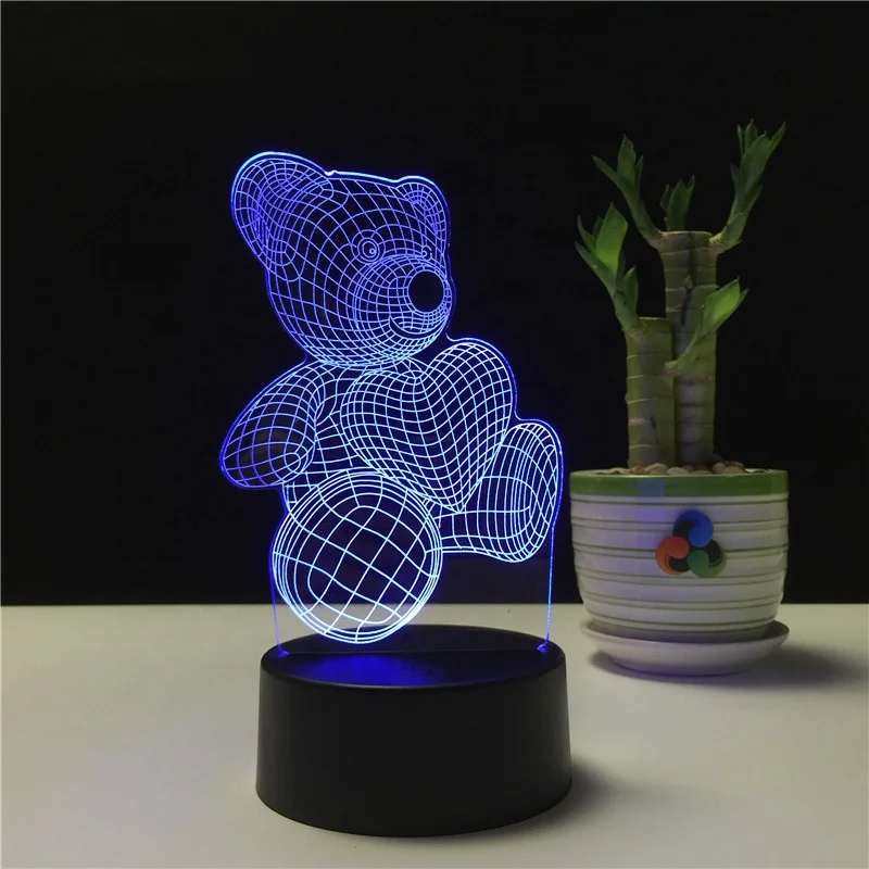 Акриловая 3D визуальная светодиодная лампа, питание от батареи, 3D Оптическая иллюзия, светодиодный ночник с сенсорным выключателем