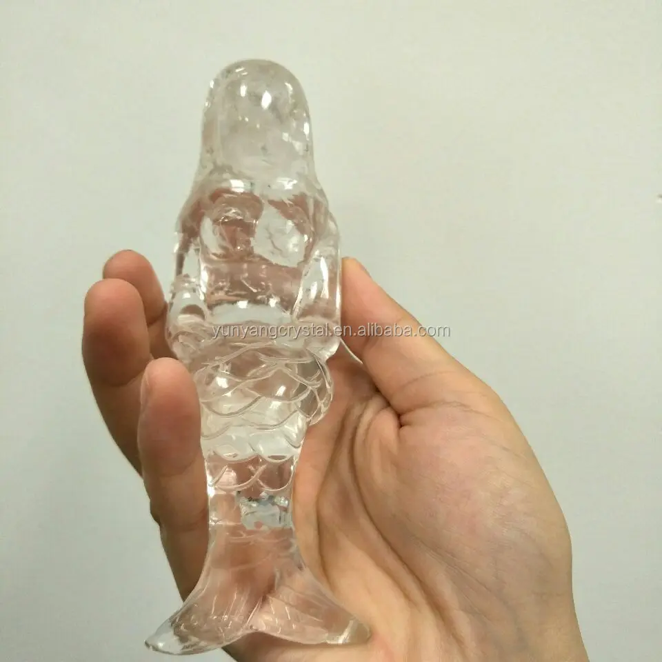 New natural beautiful clear quartz crystal carving mermaid statue for sale