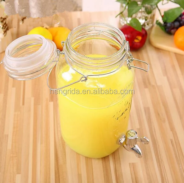 high quality 4L beer soda glass dispenser with metal tap and rack glass beverage dispenser with infuser with metal spigot