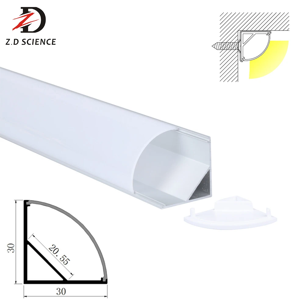 V Shaped Aluminium Profile with Round Cover for use with LED Strip Lights