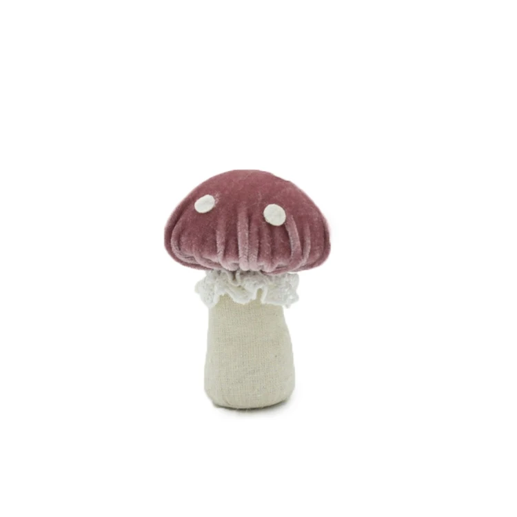New Arrival Custom Size Gadget Easter Tabletop Decoration Linen Fabric Crafts Plush Mushroom With Lace For Home Spring Decor