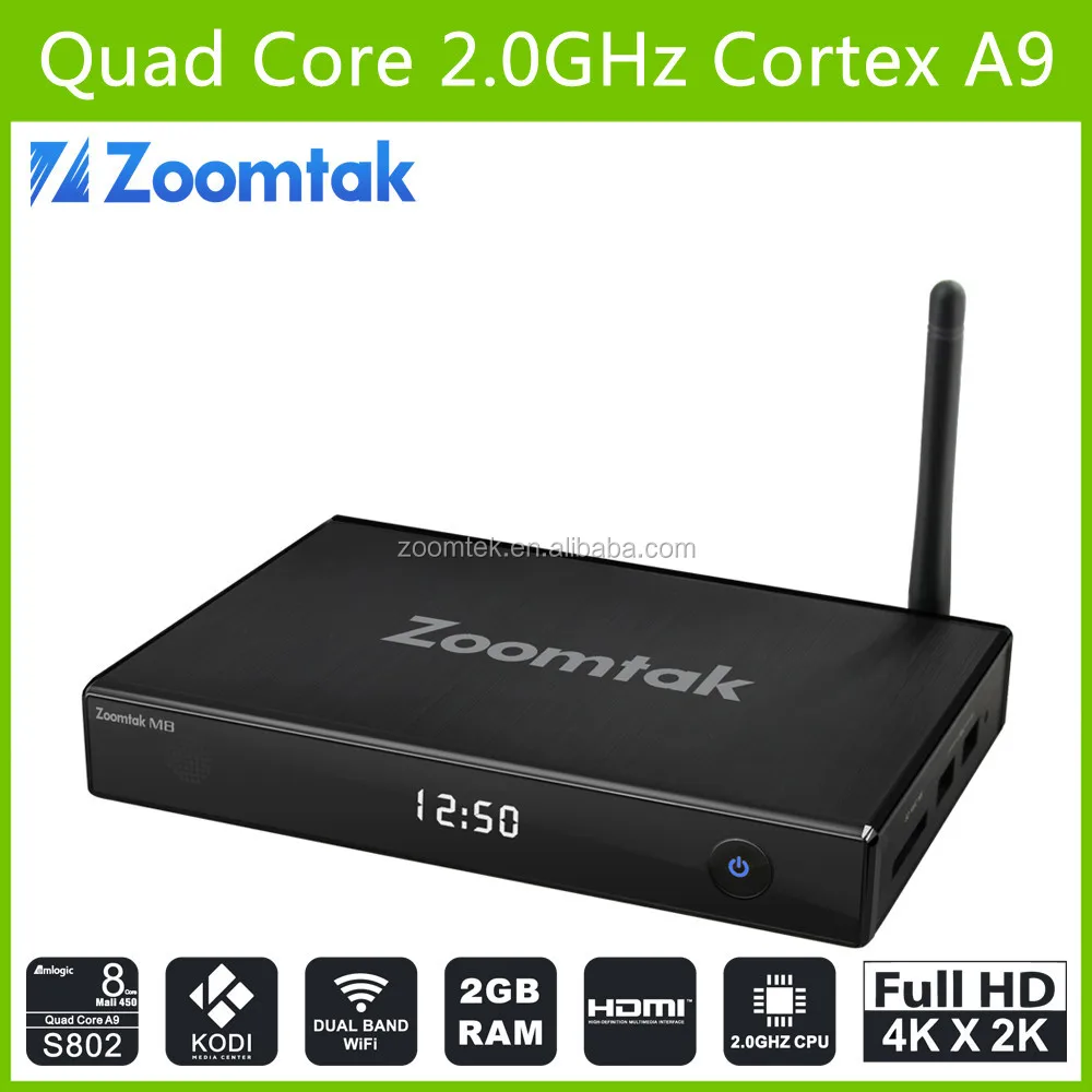 Zoomtak m8 4 К андроид ядро 4.4 четырехъядерных Amlogic s802 xbmc tv box с алюминиевым корпусом