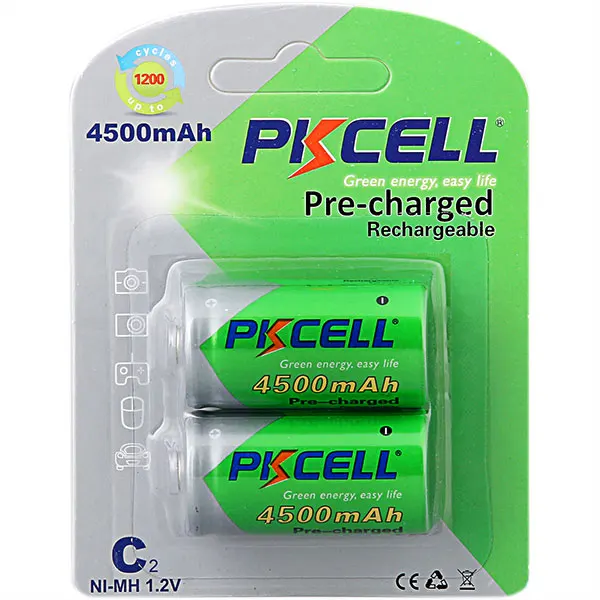 PKCELL 1.2v ni-mh 4500mAh c size rechargeable batteries for portable audio devices
