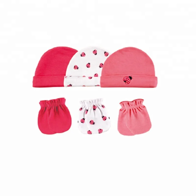New Style Baby Boys&Girls Autumn 100% cotton Cute Cartoon 3pcs Knit Hats & 3pcs Mittens Set No.34560 baby clothes accessories